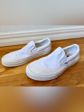 Vans White Slip-On Canvas Sneakers